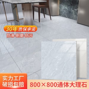 廣東佛山瓷磚800x800客廳地磚淺灰色止滑釉通體大理石防滑地板磚